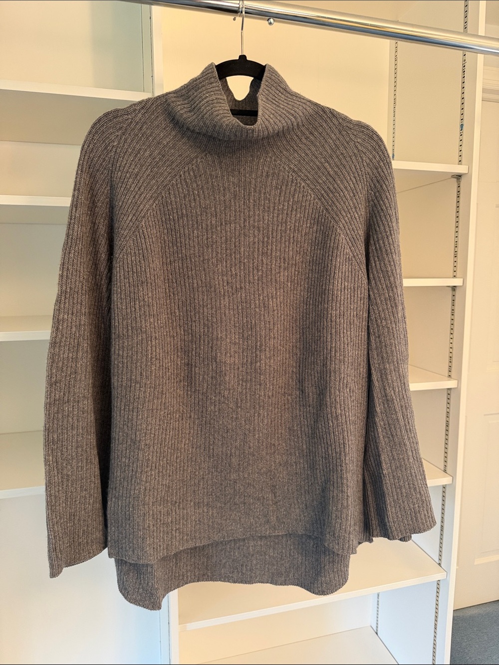 NakedCashmere Kora Cashmere Mock Neck Swearer in Shadow Heather